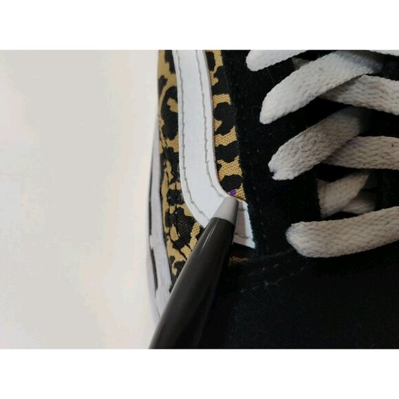 Vans Comfycush Old Skool Black Suede Cheetah Print Girls 1 Kids 721356 - Picture 5 of 11